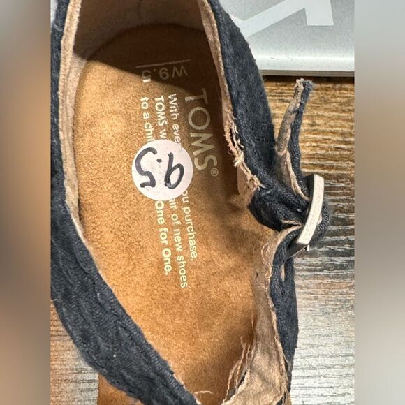 NWOB Toms Black Textile Cork Clarissa Wedges SIZE 9.5 - Picture 4 of 9
